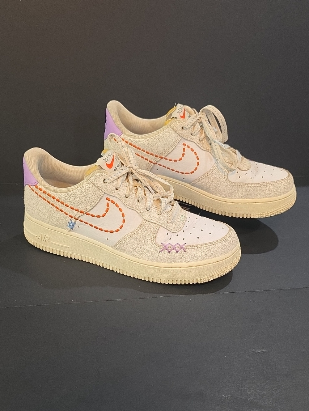 Nike Women’s Beige, Purple & Orange Air Force 1 Low Sneakers Size 8.5